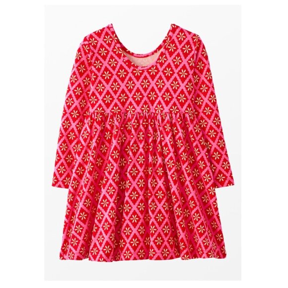 Hanna Andersson Skater Dress Holiday Red Pink Lattice Work 100 cm Size 4 - Picture 1 of 4
